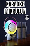 Çift Mikrofonlu Karaoke Mikrofon Bluetooth Bağlantılı Dijital Göstergeli