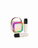 İki Mikrofonlu Renkli LED Işıklı Karaoke Cihazı