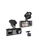 1080p Ön + 720p Arka & İç Kamera – Suya Dayanıklı Araç Güvenlik Kamerası