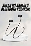 Sports Mıknatıslı Siyah Bluetooth Kulaklık Kablolu Uzun Pil Ömrü