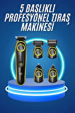 5 Başlıklı Şarjlı Tıraş Makinesi Kablosuz Saç Sakal Burun Tıraşına Uygun