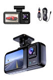 1080p Sürüş Kaydedici 2 İnç Araç Araba Ön İç Arka DVR IPS Ekran