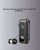 İçi Sarılabilen Kablo ve Yaka Klipsli Bluetooth Kulaklık