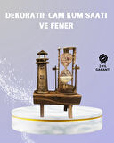 Ahşap Kum Saati ve Deniz Feneri Figürü Bir Arada – Ev & Ofis Dekorasyonu