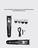 Kablosuz, Paslanmaz Çelik Bıçaklı Profesyonel Saç ve Sakal Tıraş Makinesi – Sessiz, Güçlü ve Ergonomik