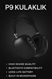 P9 Bluetooth 5.0 Kablosuz Siyah Kulaklık Mikrofonlu Uzun Pil Yüksek Bass ANC