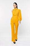 Tek Balon Kollu Yaka Detaylı Tulum-Sarı-42