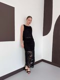 Siyah Zarif Bodycon Midi Etek