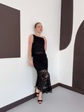 Siyah Zarif Bodycon Midi Etek