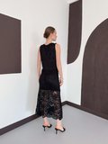 Siyah Zarif Bodycon Midi Etek