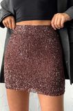 Bordo Payetli Bodycon Mini Etek