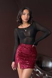Bordo Bodycon Mini Etek