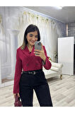 BYB Kruvaze Yaka Crop Bordo Blazer Ceket