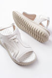 T-221 Beyaz  Spring Paraşüt Kumaş Lastikli Ortopedik Kadın Sandalet