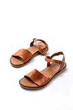 205-012 Taba Ortopedik Hakiki Deri Kadın Sandalet