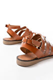 205-041 Taba Ortopedik Hakiki Deri Kadın Sandalet