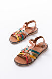 205-208 Multi Hakiki Deri Ortopedik Taban Kadın Sandalet