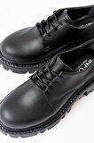 868-754 Siyah Bağcıklı Günlük Yüksek Tabanlı Loafer Ayakkabı