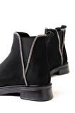 02-02 Siyah Süet Taş Aksesuarlı Lastikli Günlük Kadın Bot