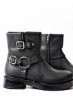 02-2013 Siyah Toka Aksesuarlı Fermuarlı Günlük Kadın Bot