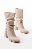 RS-2430 Bej Topuklu Körüklü Günlük Kadın Bot