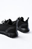 DM-501 Siyah Bağcıklı Faylon Taban Günlük Spor Ayakkabı
