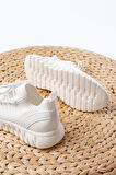 DM-501 Beyaz Bağcıklı Failon Taban Günlük Spor Ayakkabı