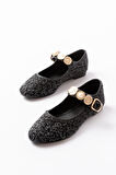 İNF-6363 Siyah Havlu Desenli Baret Tokalı Günlük Kadın Ayakkabı