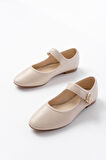 2606 Bej Baretli Günlük Kadın Ayakkabı