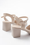 K-13 Bej Günlük  Topuklu Kadın Sandalet
