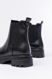 745-2137 Siyah Kalın Taban Lastikli Günlük Kadın Bot