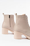5109-3025 Bej Bağcıklı Fermuarlı Kalın Topuklu Günlük Kadın Bot