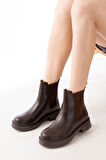 02-2137 Kahverengi Lastikli Günlük Kadın Bot