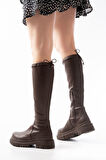 812-2291 Kahverengi Fermuarlı Günlük Kadın Çizme