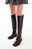 2024-3007 Siyah Kroko Fermuarlı Günlük Kadın Çizme