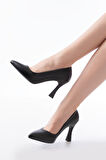 ST-001 Siyah Günlük 9 cm Topuklu Kadın Stiletto Ayakkabı