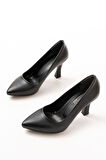 ST-001 Siyah Günlük 9 cm Topuklu Kadın Stiletto Ayakkabı
