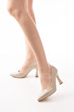 ST-001 Bej Rugan Günlük 9 cm Topuklu Kadın Stiletto Ayakkabı