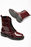 2024-2289 Bordo Rugan Bağcıklı Fermuarlı Günlük Kadın Bot