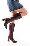 YSN-4422 Bordo Kroko Topuklu Kadın Çizme
