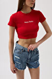 Nepo Baskılı Crop T-Shirt
