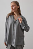 Geniş Manşet Detaylı Gömlek - Gri