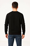 Erkek Üç İplik Düz Bisiklet Yaka SweatShirt - Siyah