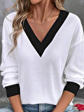 Kadın Uzun Kollu V Yakalı Waffle Bluz
