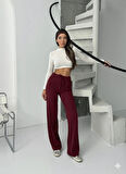 Fitilli şardonlu pantolon bordo a4058