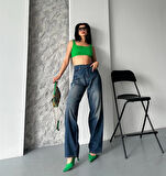 Baggy süper taş bıyık yıkama kahve tint jeans pantolon d2007