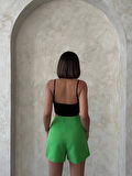 Kuş gözü şort etek yeşil s25819