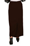 Tesettür Büyük Beden Kapalı Yırtmaç Astarlı Portoriko Kumaş Düz Anne Eteği