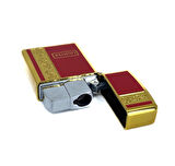 Metal Jet Alev Çakmak  Gravür Şeritli  Pirinç - Kırmızı