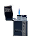 Metal Jet Alev Çakmak  Gravür Şeritli  Füme - Siyah